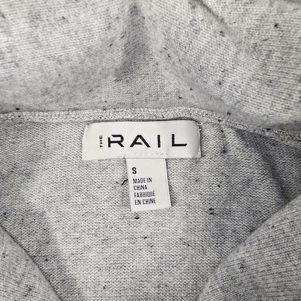 The Rail Mens Small Grey Sweater Shawl Collar Pullover Marl Cotton Knit Speckled - Picture 4 of 8